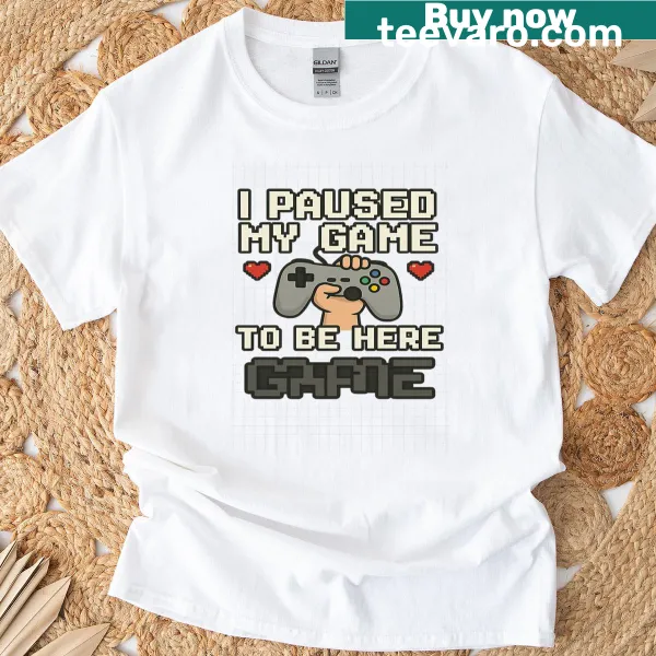Gaming T-shirt with retro pixel design and text