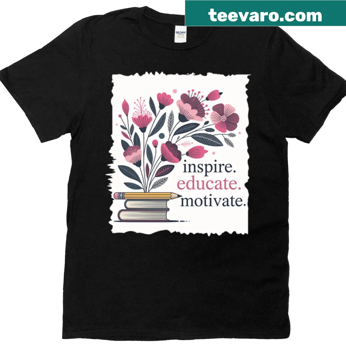 Motivational t-shirt with the phrase 'Inspire Educate Motivate' — on a men's t-shirt