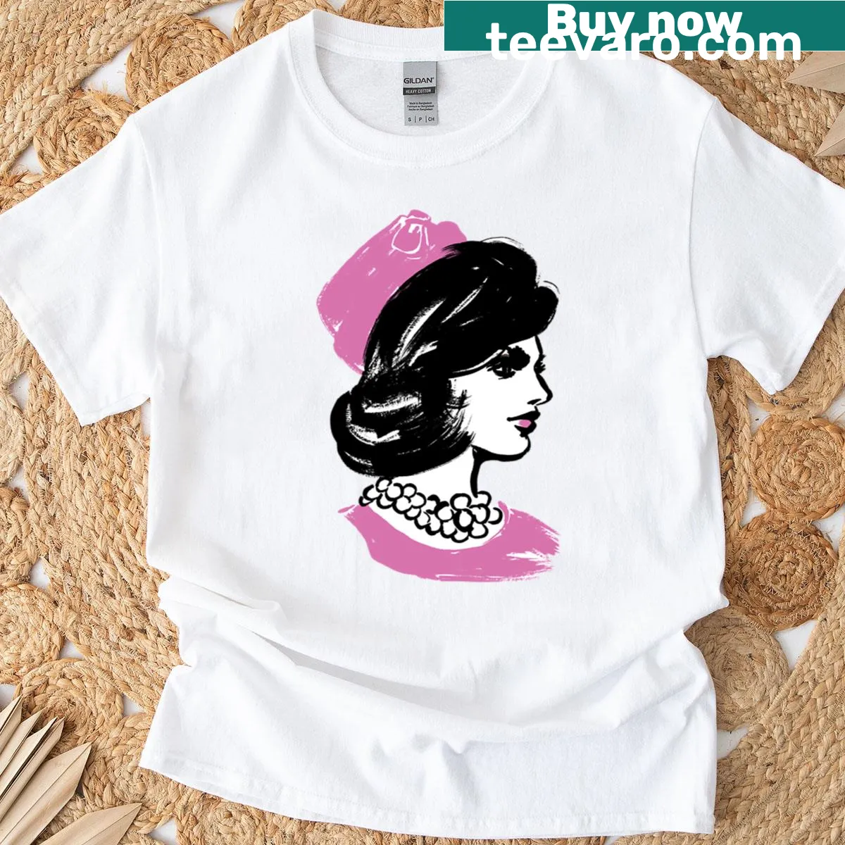 Illustration of Jackie Kennedy on a stylish t-shirt — on a men's t-shirt