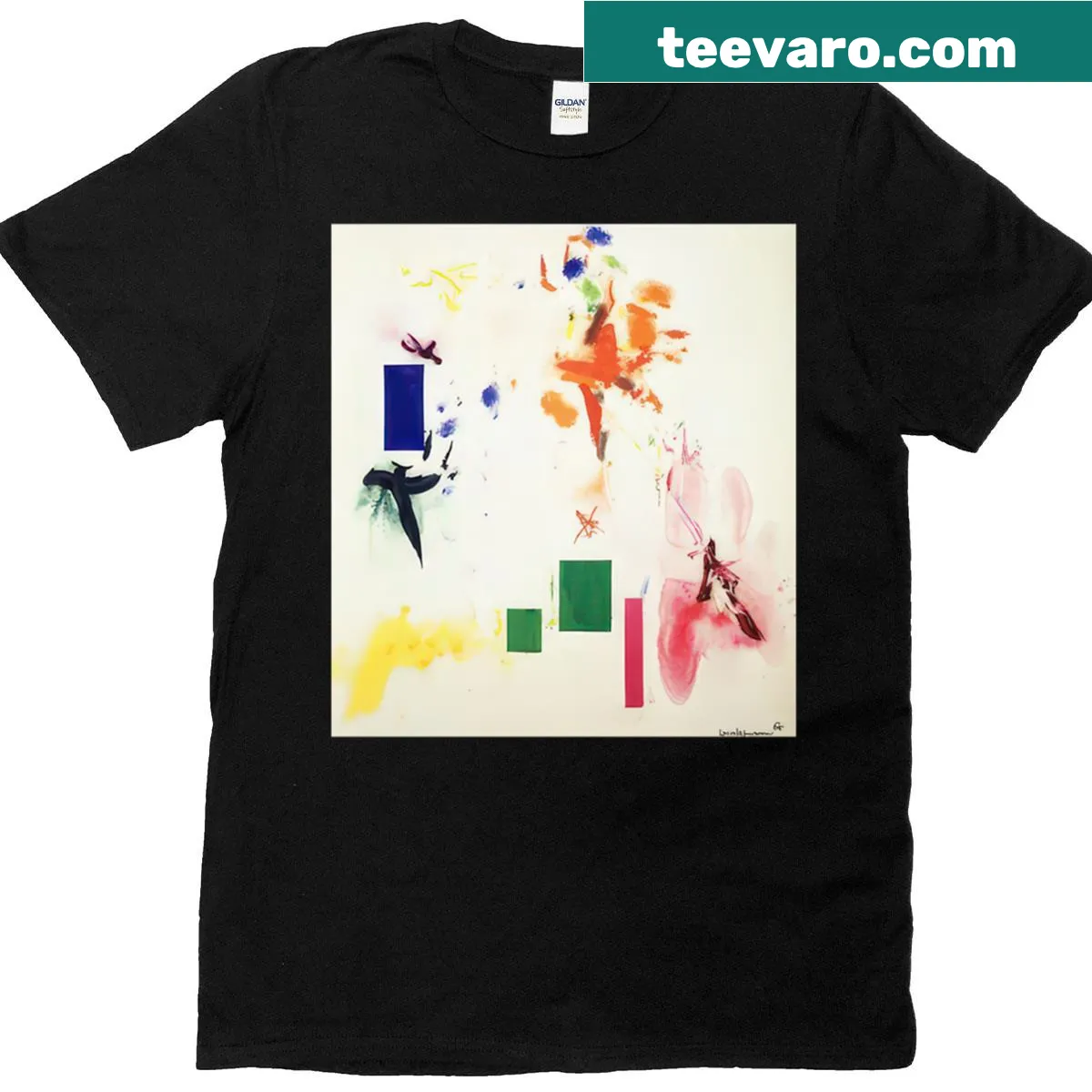Art-inspired t-shirt celebrating joy with abstract typography — on a men's t-shirt