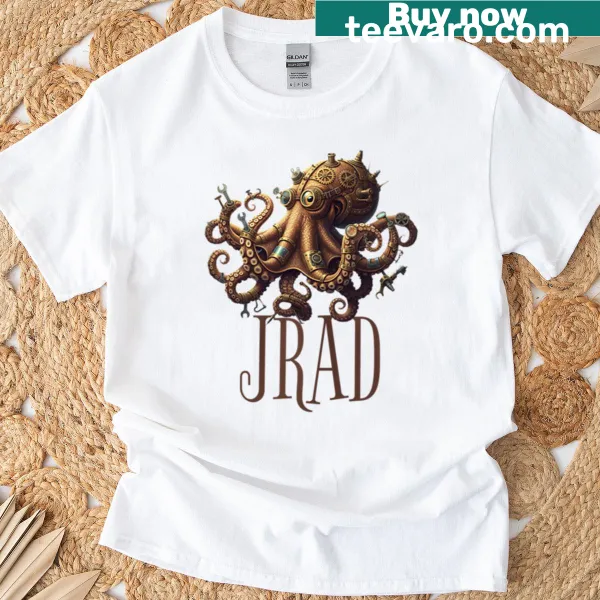 Cartoon steampunk octopus graphic T-shirt