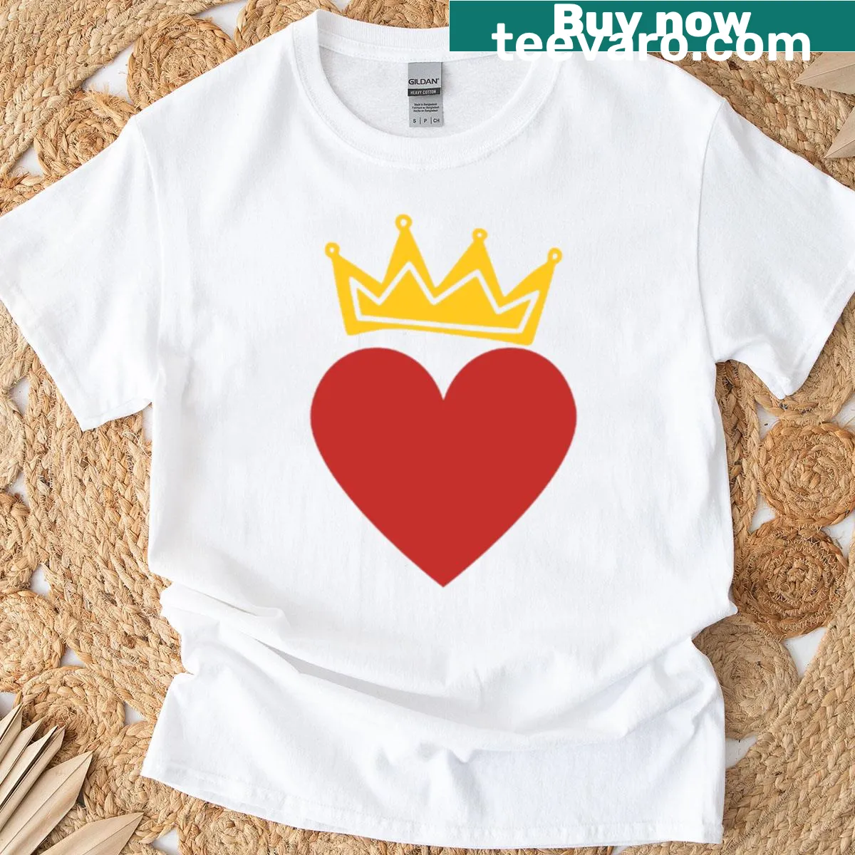 Whimsical illustration of the King of Hearts on t-shirt — on a men's t-shirt