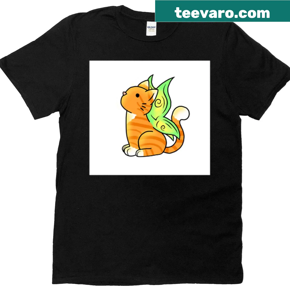 Cute shirt featuring an orange tabby cat with wings — on a men's t-shirt