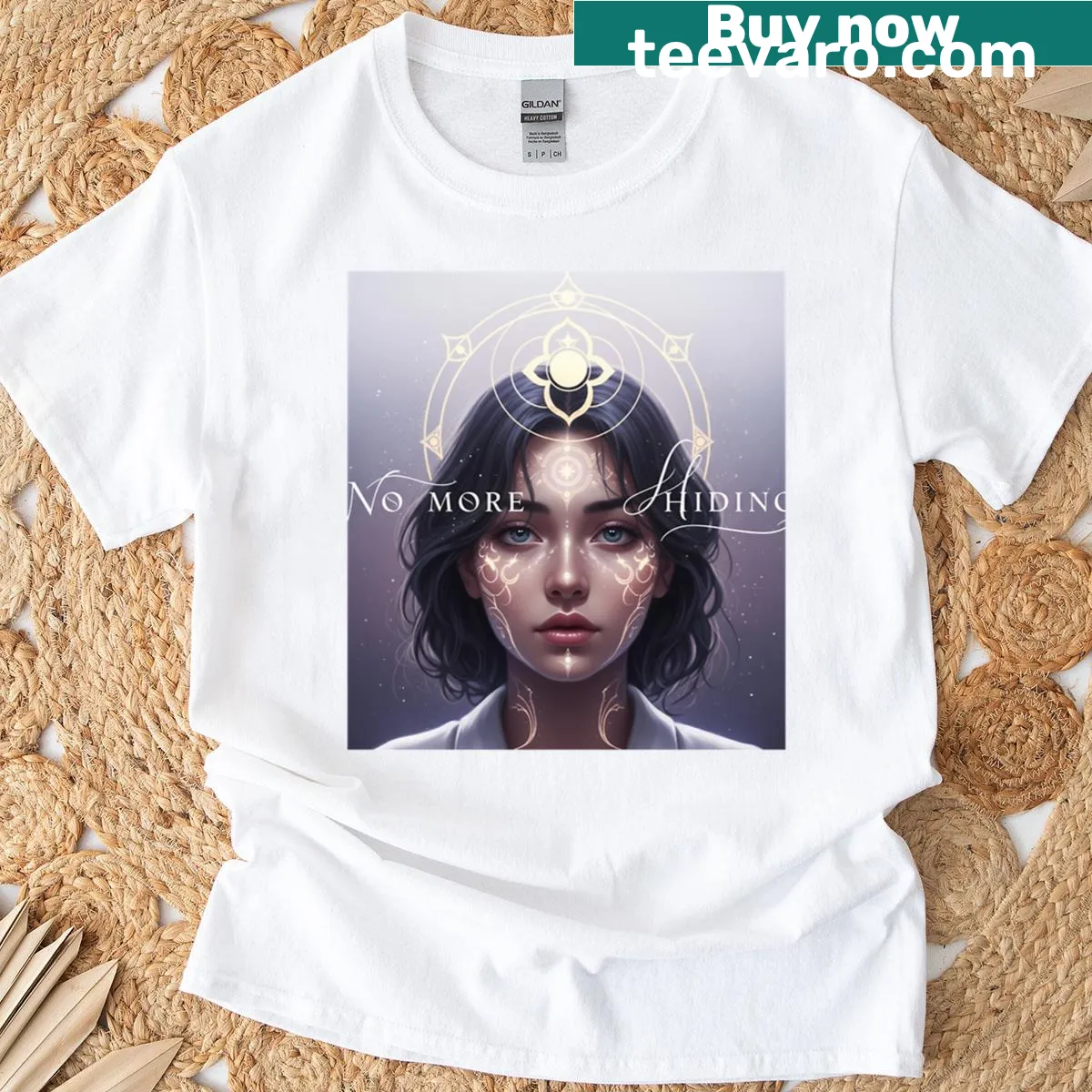 Kpop Demon Hunters T-shirt with Rumi illustration and floral elements — on a men's t-shirt