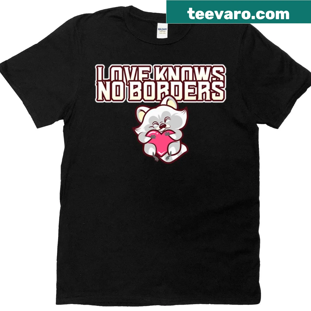 Typographic design of 'Love Knows No Borders' on a T-shirt — on a men's t-shirt
