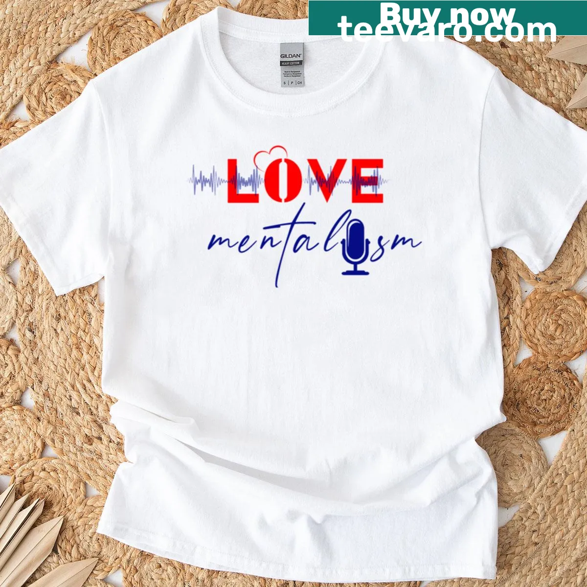 Transparent logo design of Lovementalism on a T-shirt — on a men's t-shirt