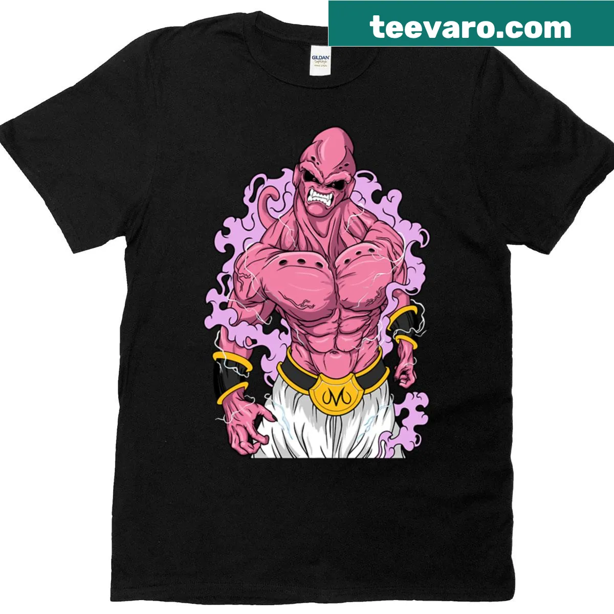 Illustration of Majin Buu character on t-shirt. — on a men's t-shirt