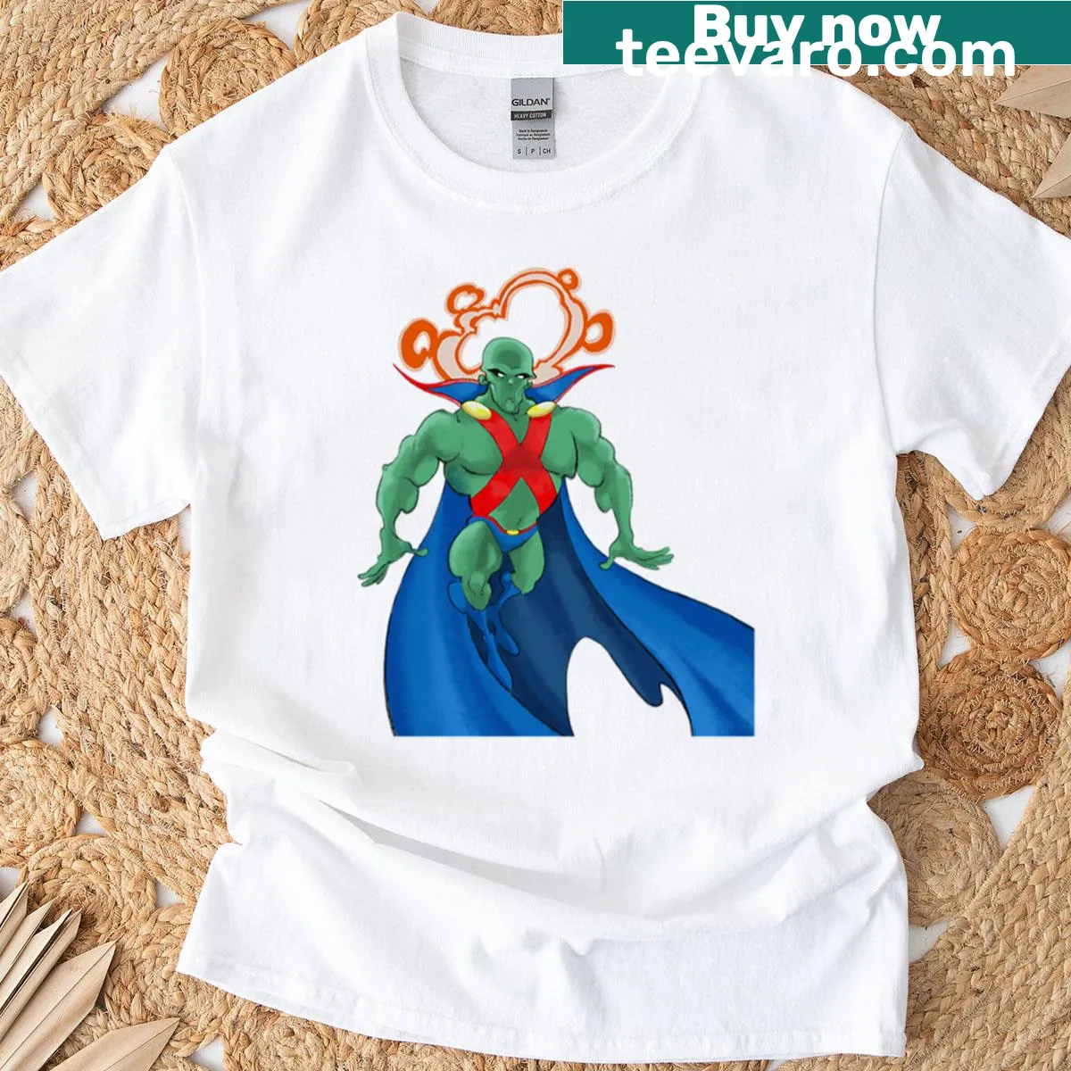 Martian Manhunter superhero t-shirt with bold design — on a men's t-shirt