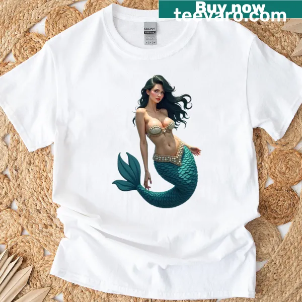 Illustrated mermaid design T-shirt