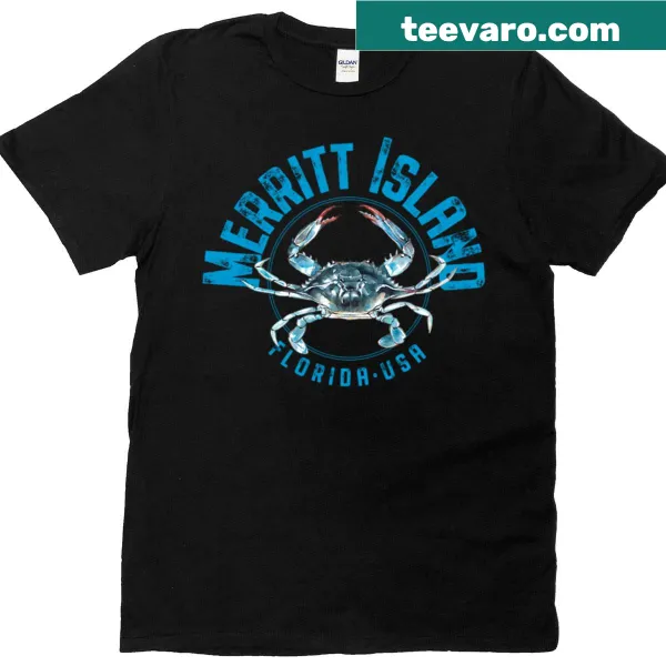 Illustration of a blue crab representing Merritt Island, Florida on a T-shirt.