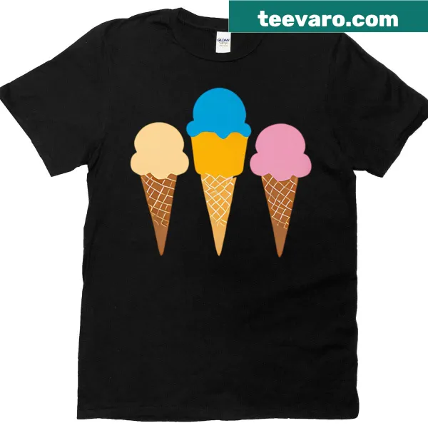 Minimalist illustration of three ice creams on a T-shirt