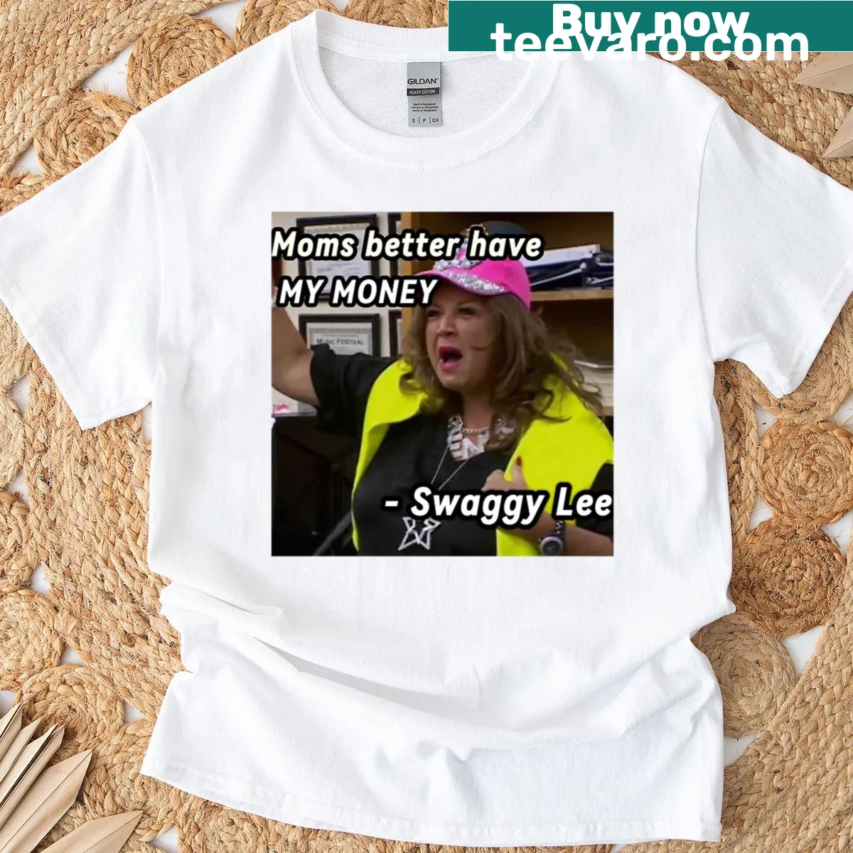 Funny t-shirt for moms with text about money — on a men's t-shirt