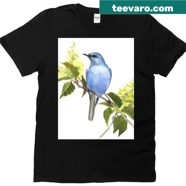 Illustration of a mountain bluebird on a t-shirt