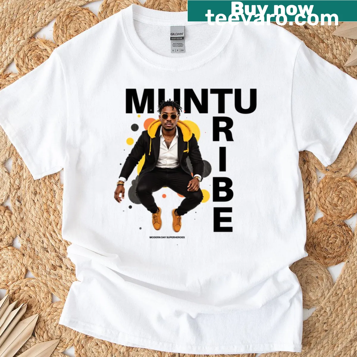 Illustration of an urban hero on t-shirt — on a men's t-shirt