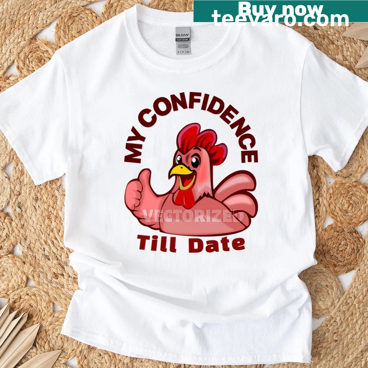T-shirt with clever text 'My Confidence Vectorized Till Date.' — on a men's t-shirt