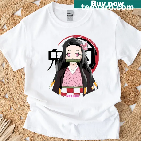 Illustrated T-shirt featuring Nezuko Kamado from anime