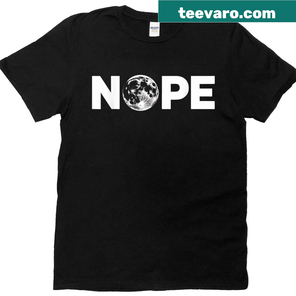 Funny t-shirt with the phrase 'Nope Moon' for space lovers — on a men's t-shirt