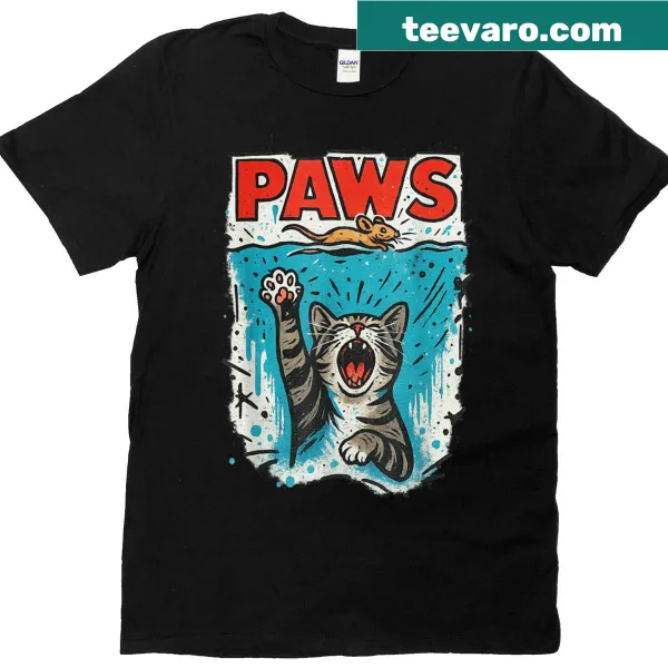 Cartoon graphic of a cat chasing a mouse on a T-shirt
