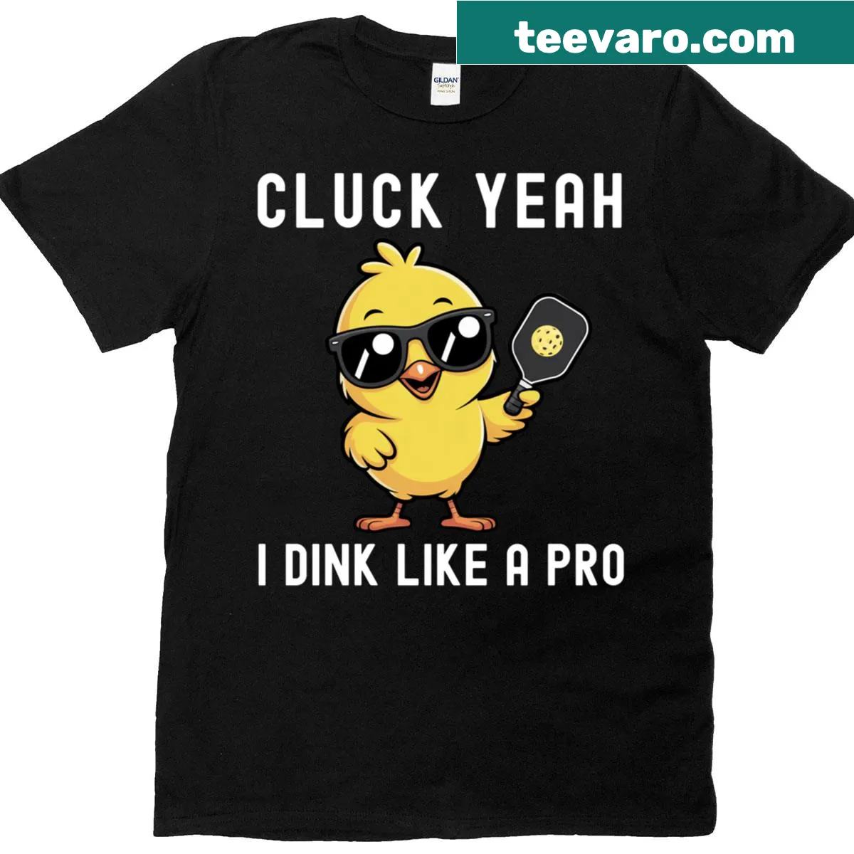 Illustration of a female pickleball player with paddle on a T-shirt — on a men's t-shirt