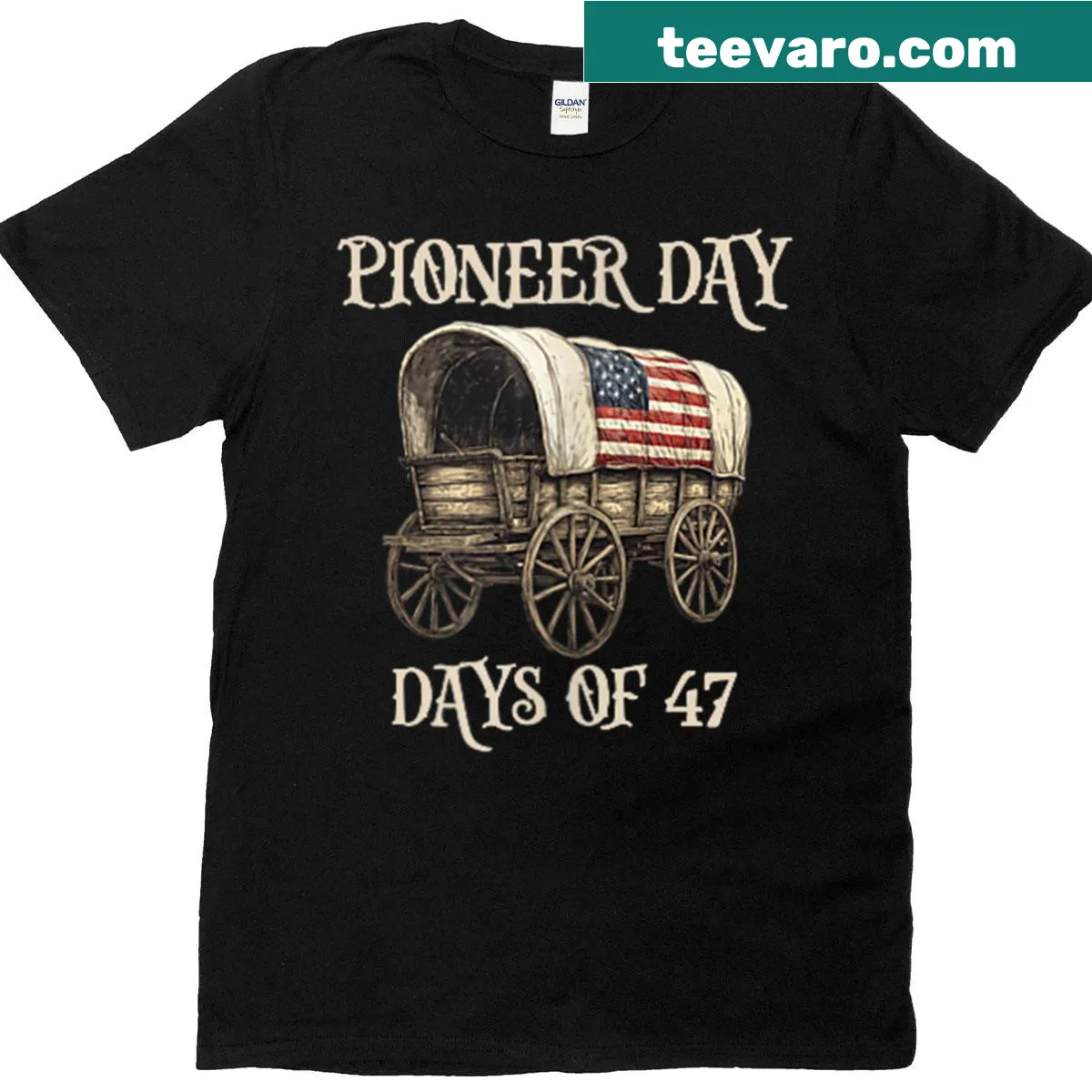 T-shirt celebrating Pioneer Day in Utah with 'Days Of 47' text — on a men's t-shirt