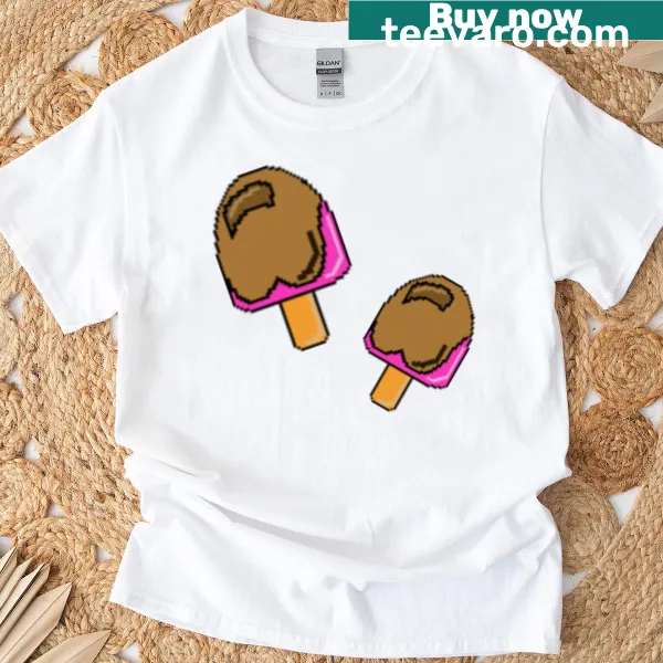 Pixelated graphic of ice cream pops in a retro style on a t-shirt