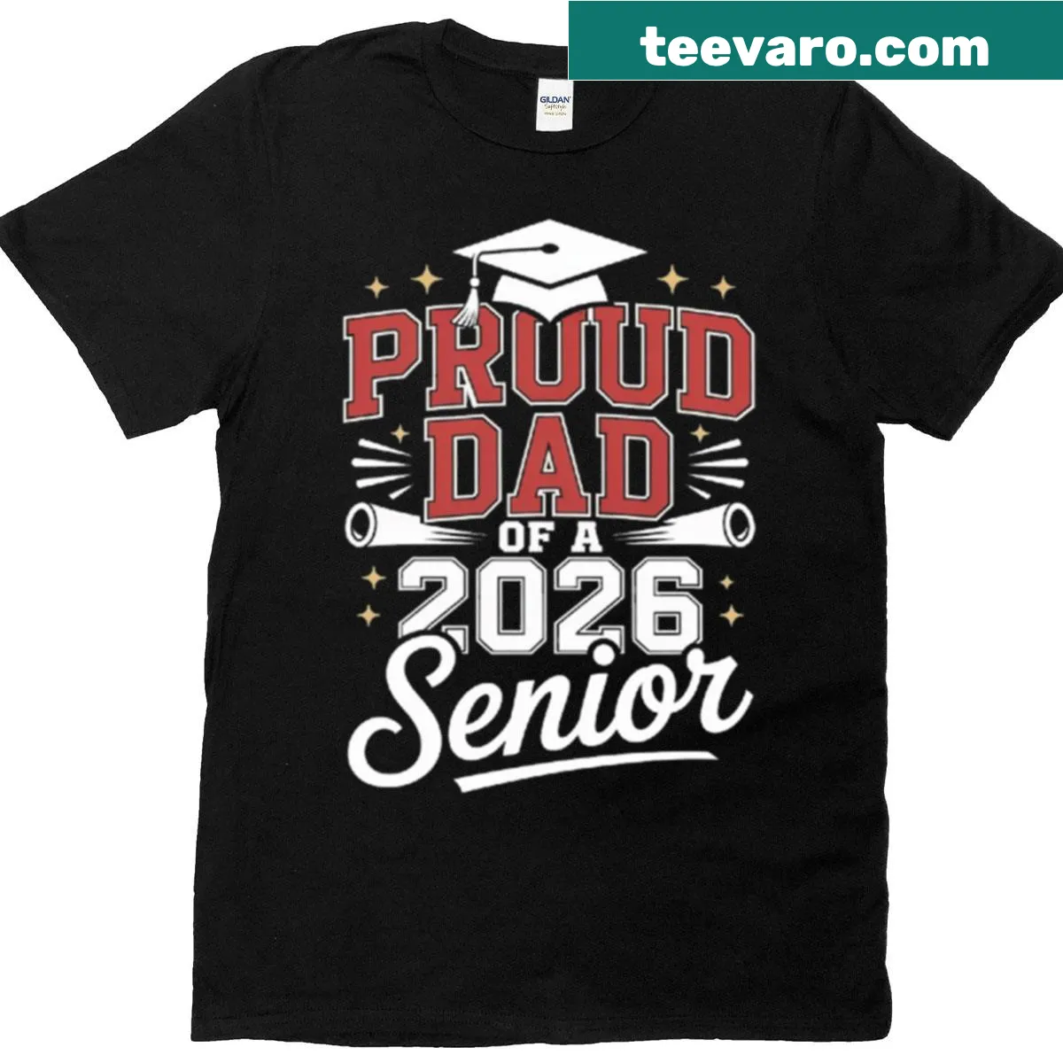 Graduation shirt for proud dads of the class of 2026, typographic design. — on a men's t-shirt