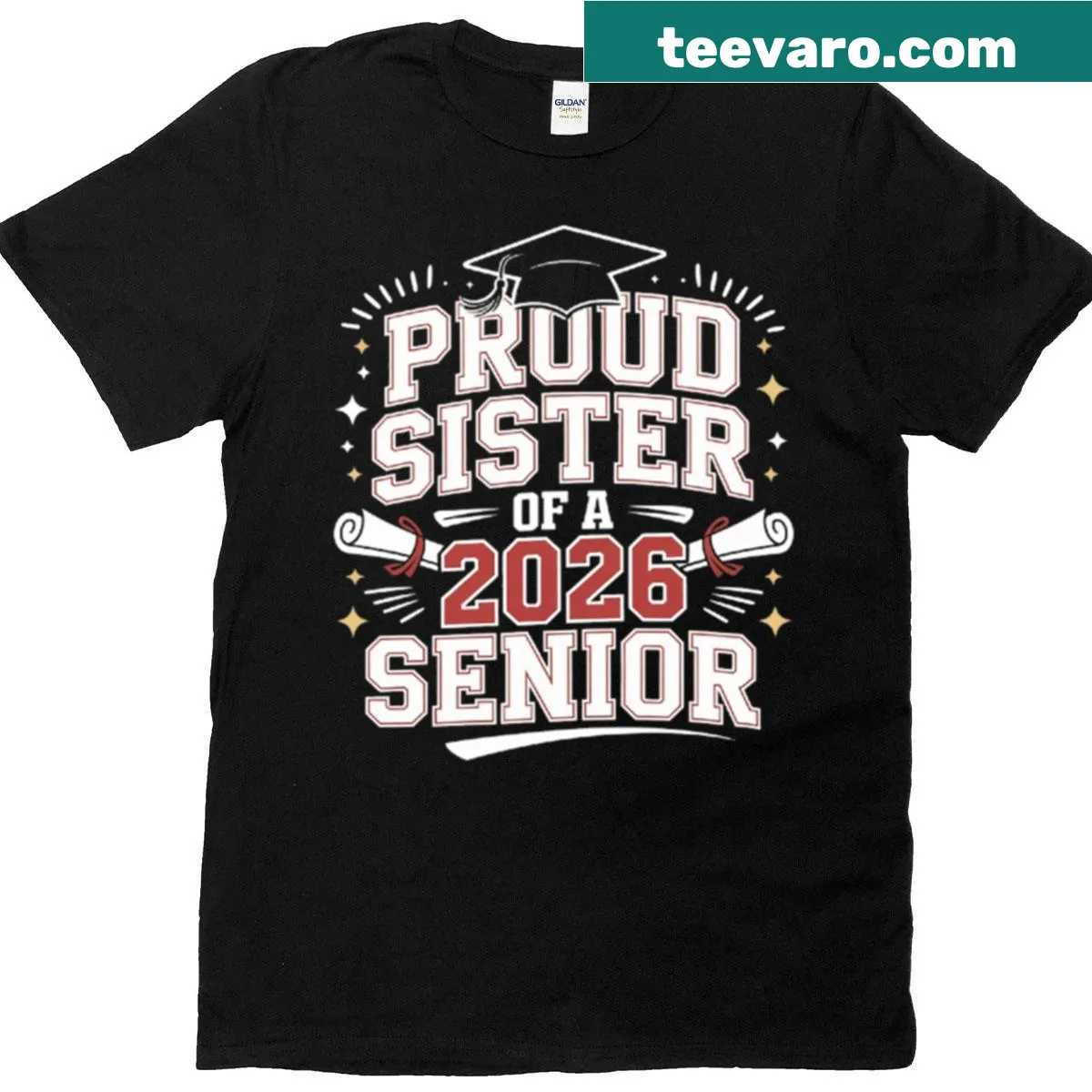 Graduation shirt for proud sisters of the class of 2026, typographic design. — on a men's t-shirt