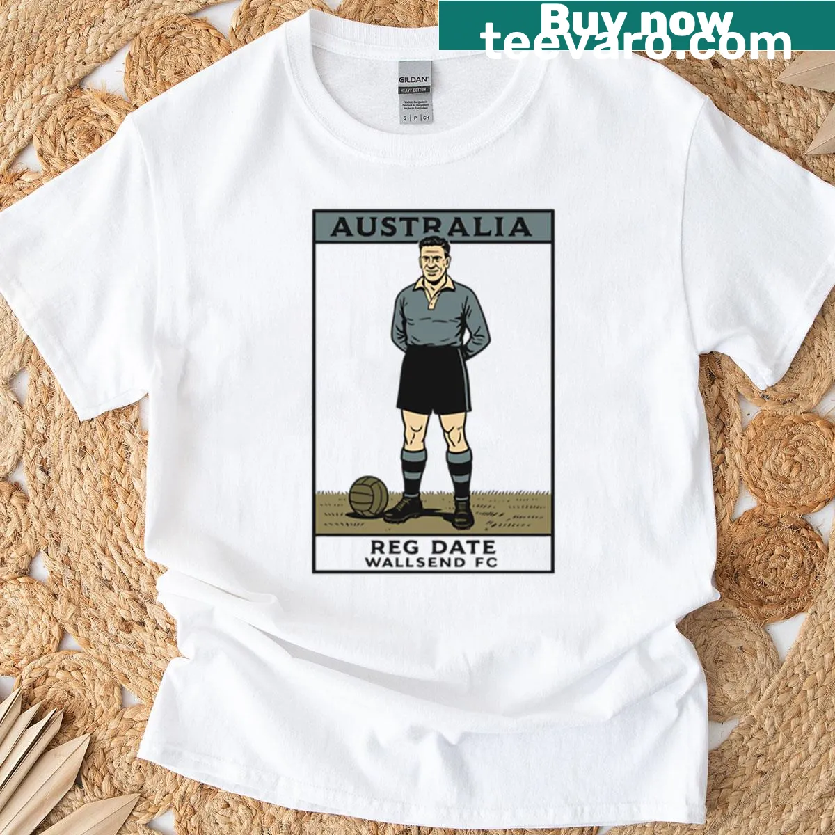 Minimalist T-shirt with 'Reg Date' typography — on a men's t-shirt
