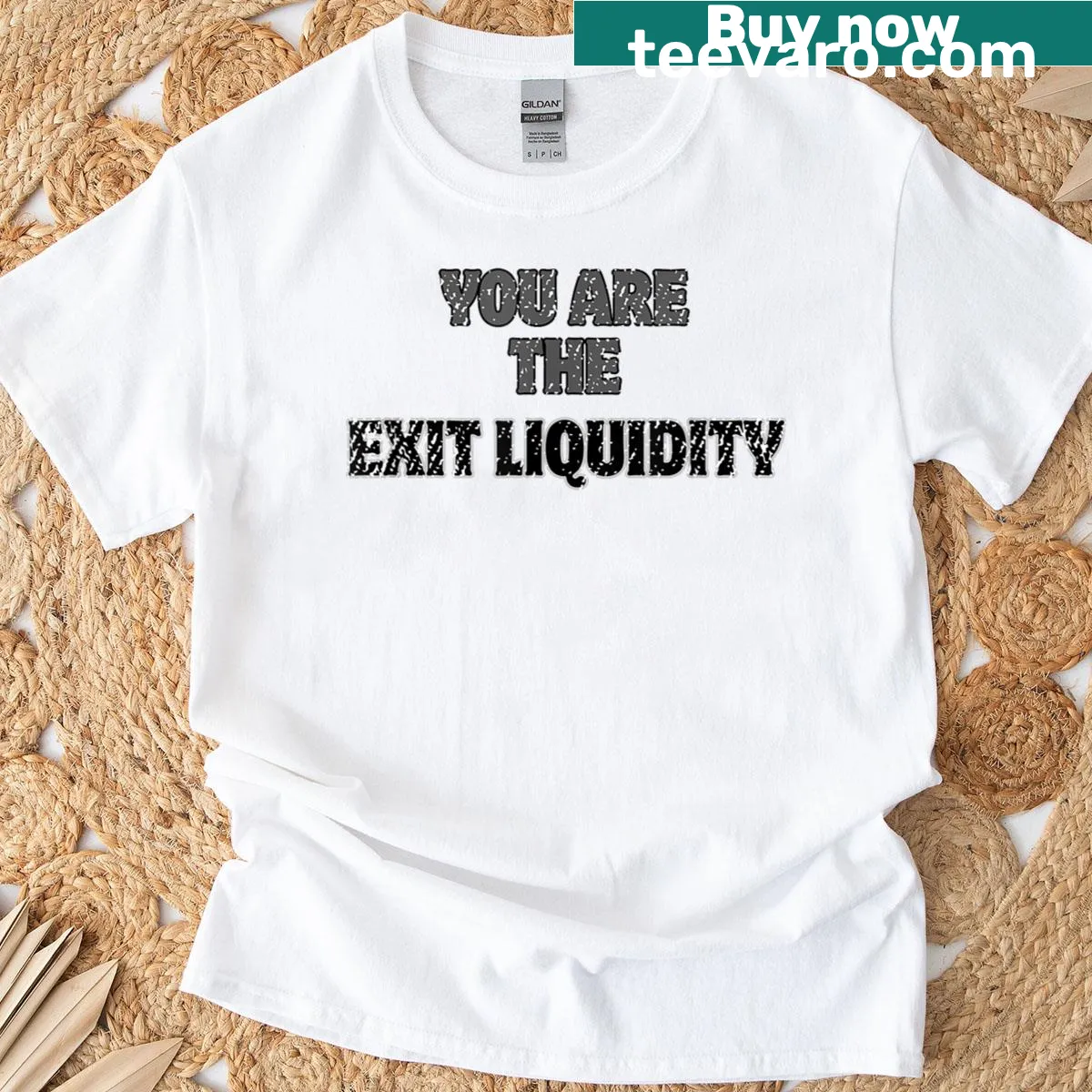Vintage typography t-shirt with the message 'You Are The Exit Liquidity' — on a men's t-shirt