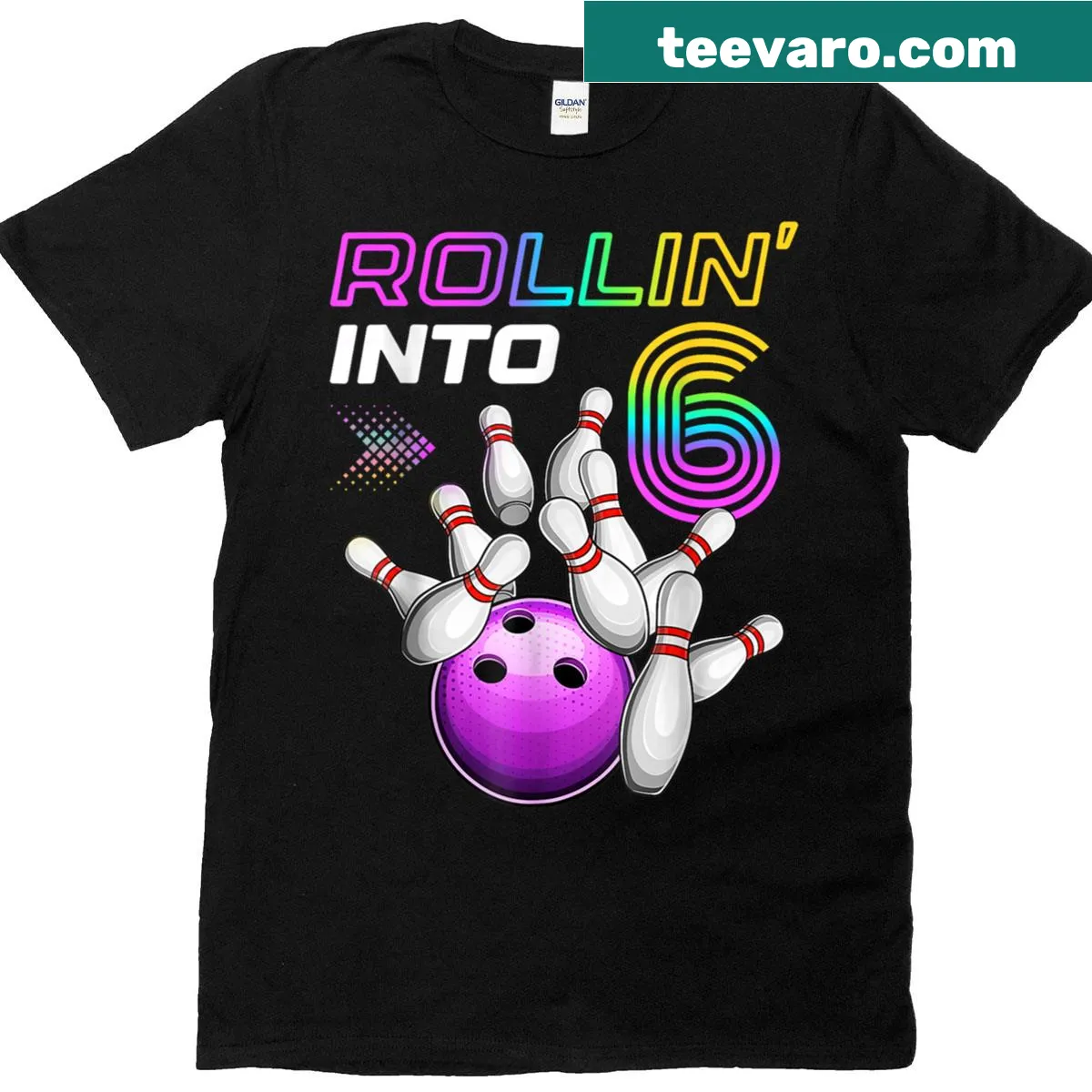 Bowling birthday shirt for kids turning 6 years old — on a men's t-shirt