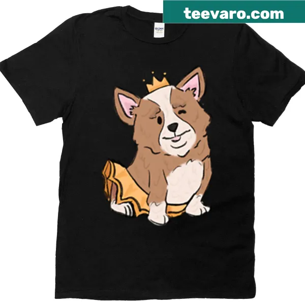 Illustration of a regal corgi wearing a crown