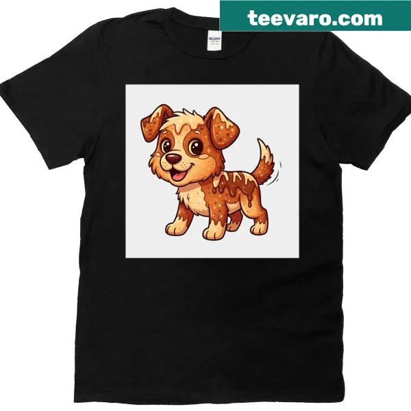 Illustration of a puppy with the text Rum Cake Mutt on a T-shirt