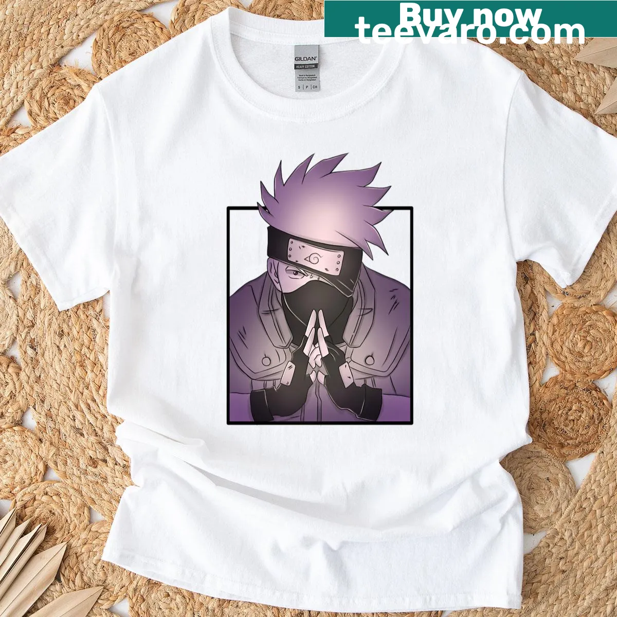 Playful ninja doodle t-shirt featuring hand-drawn style — on a men's t-shirt