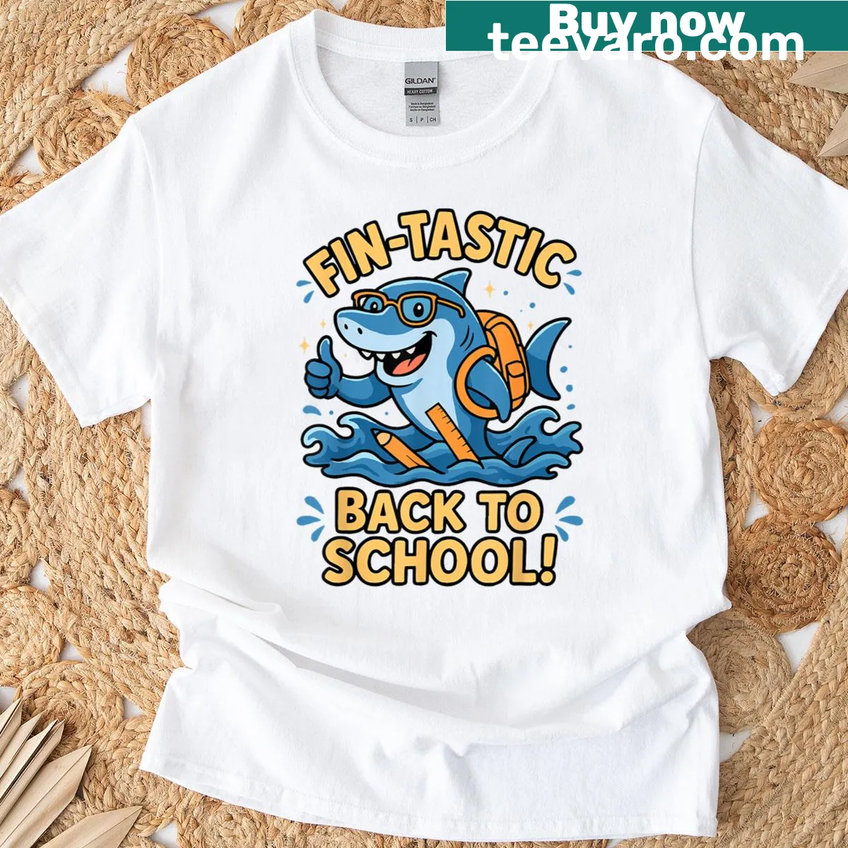 Fun shark fin graphic for back-to-school spirit — on a men's t-shirt
