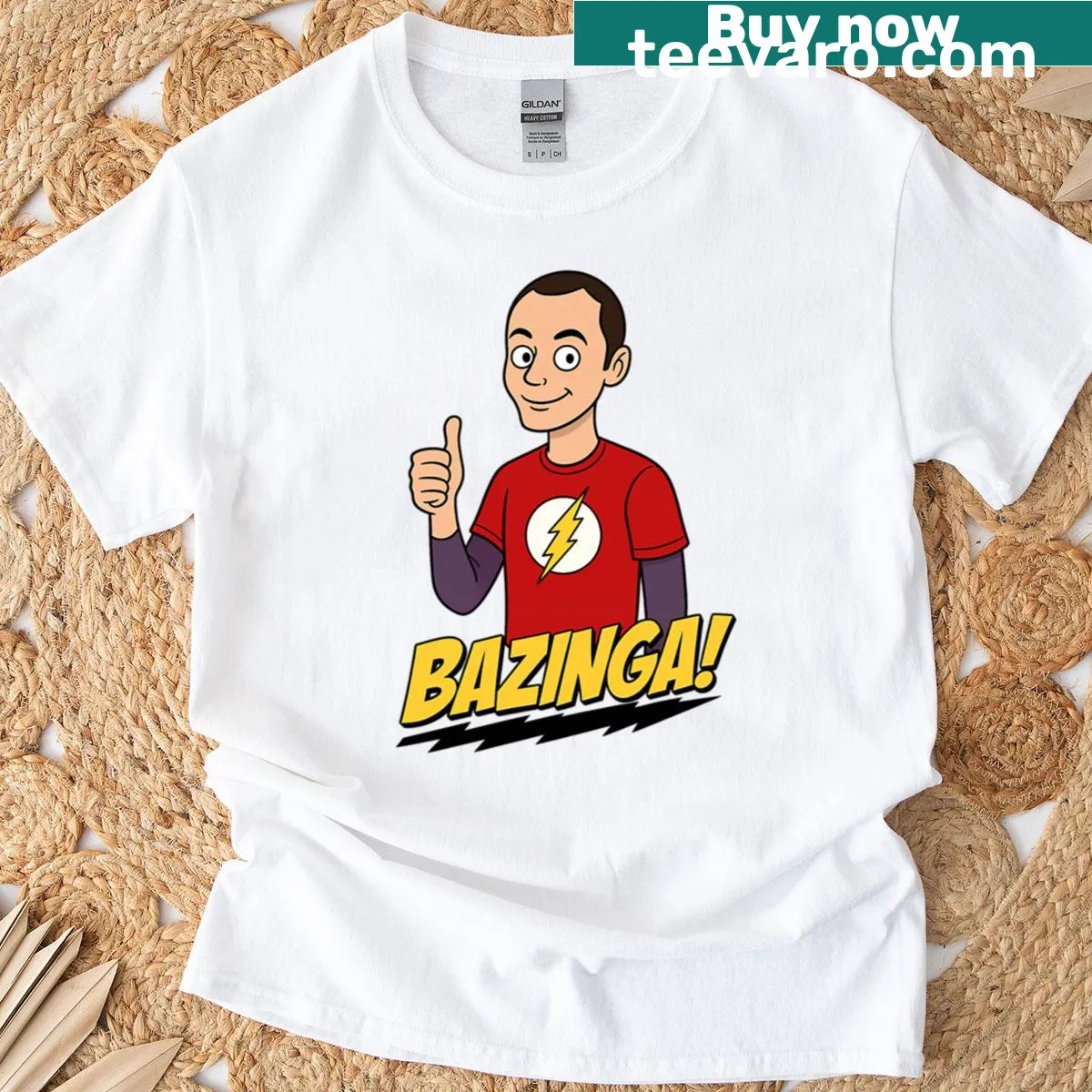 Sheldon graphic from The Big Bang Theory T-shirt — on a men's t-shirt