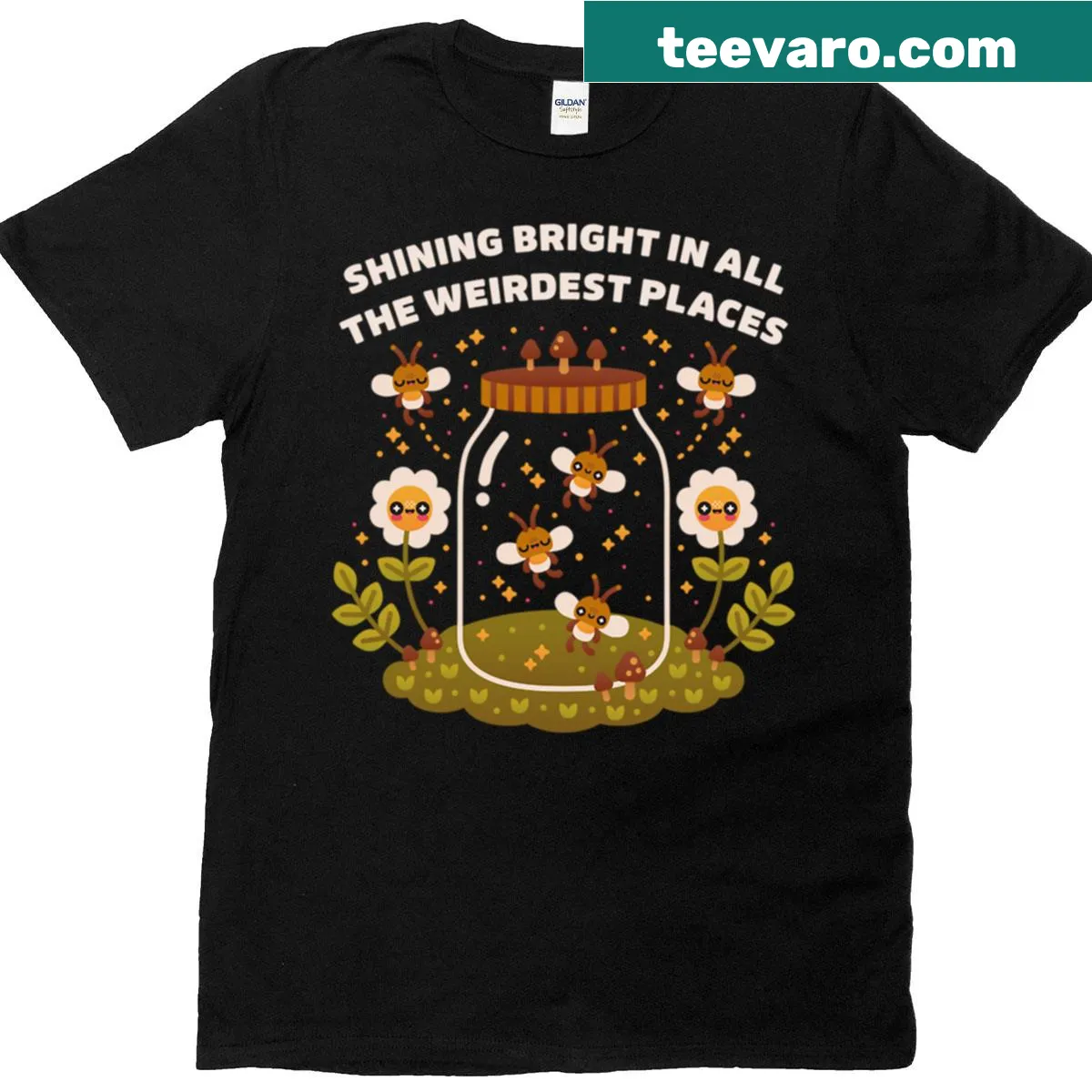 Cute firefly jar illustration on a t-shirt — on a men's t-shirt