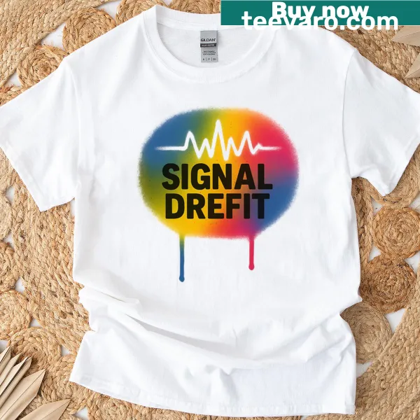 Abstract music-themed T-shirt with dynamic sound wave illustration