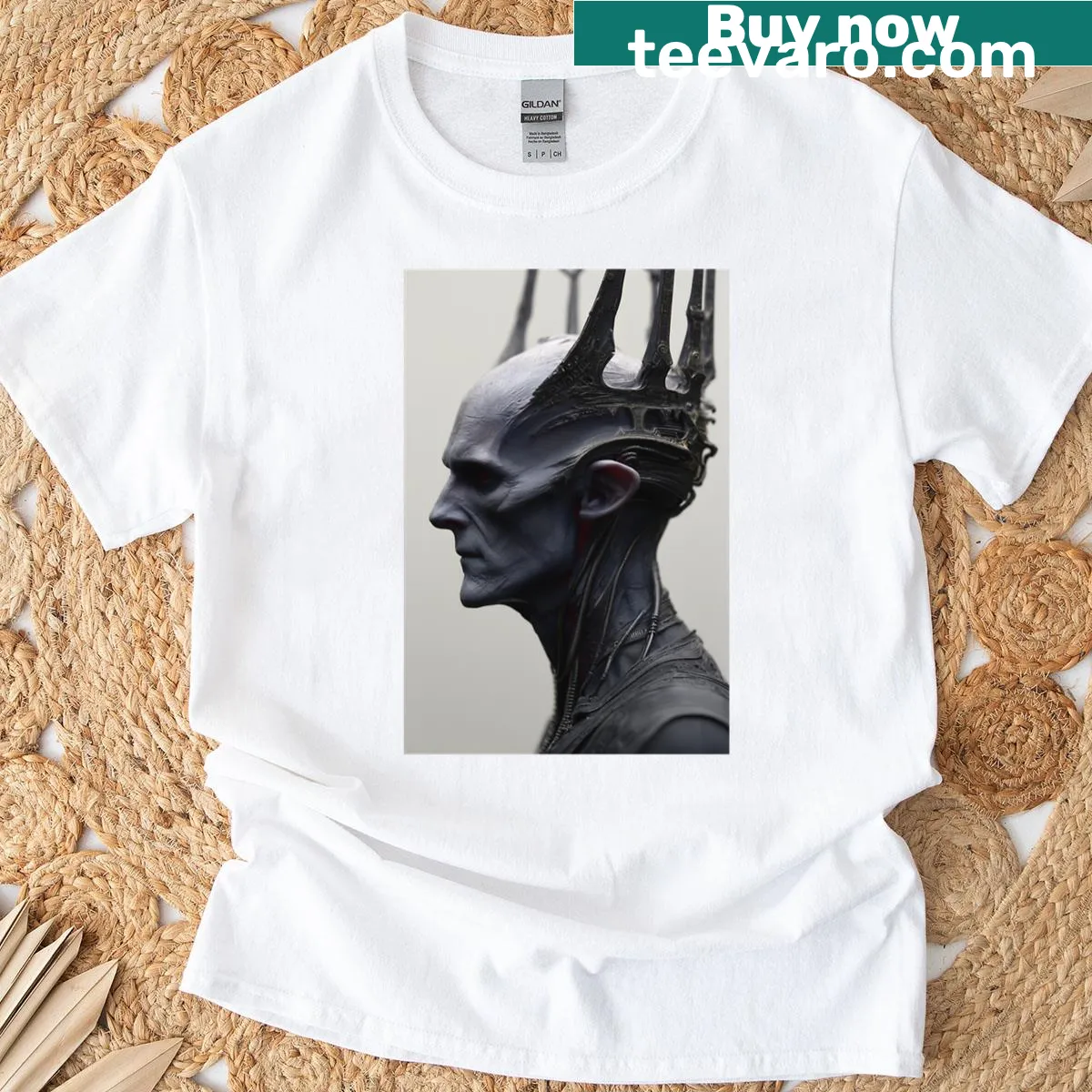 Intricate illustration of Sovereign Of The Null Core t-shirt — on a men's t-shirt