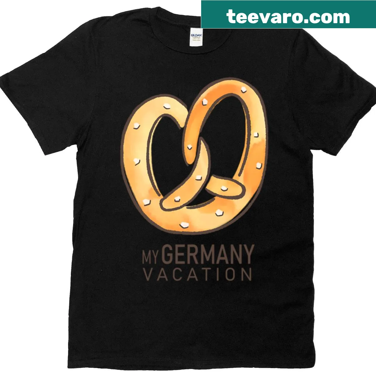 Minimalist stacked logo design on a t-shirt — on a men's t-shirt