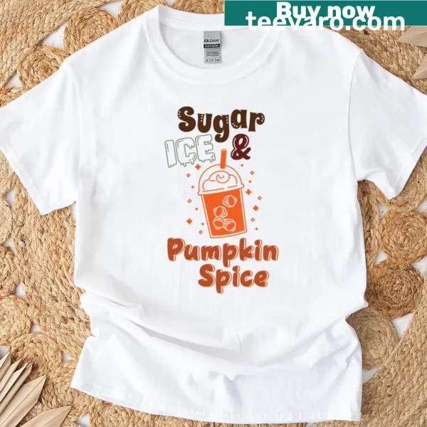Illustration of iced coffee with pumpkin spice on a cute t-shirt