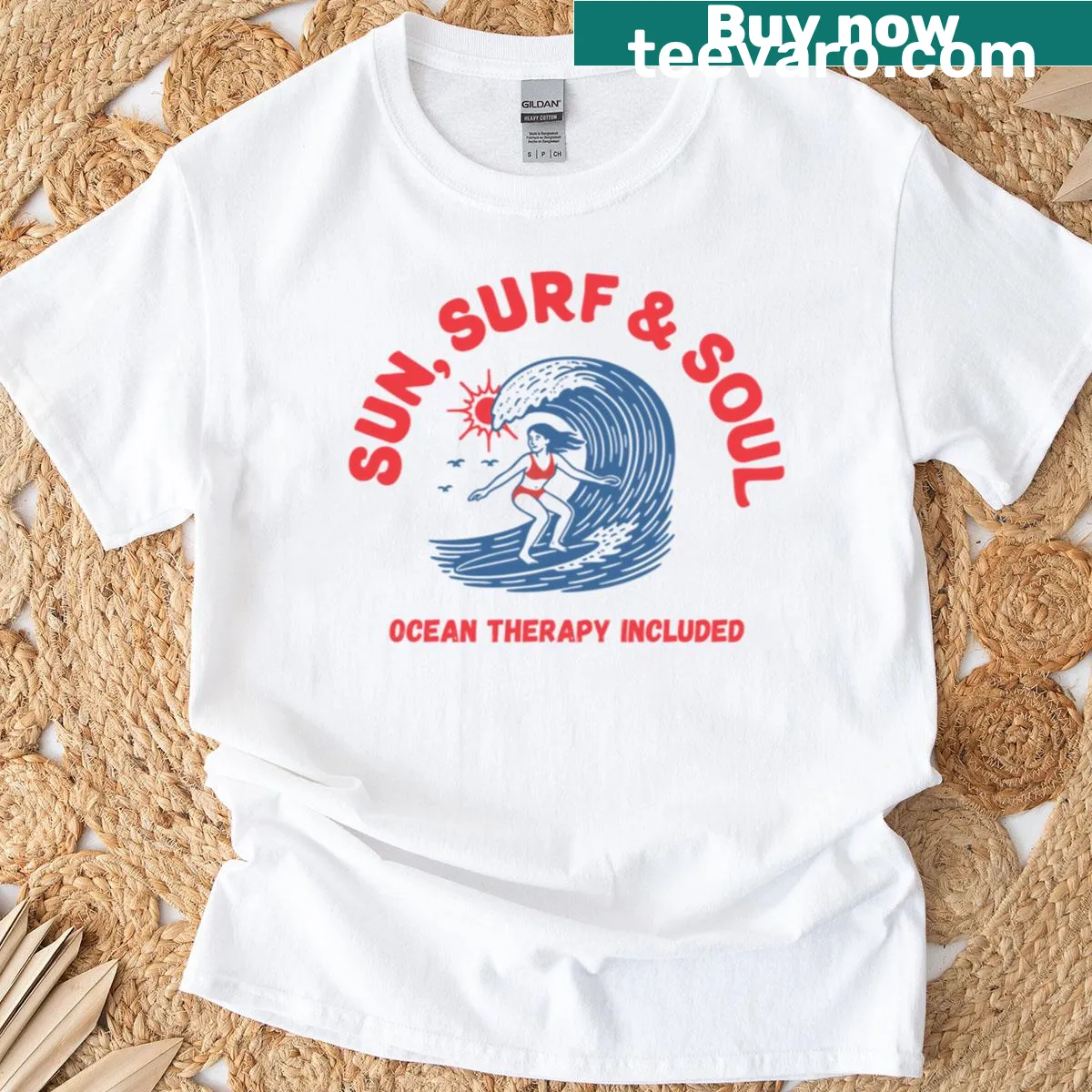 Retro beach vibes T-shirt evoking sun and surf culture — on a men's t-shirt