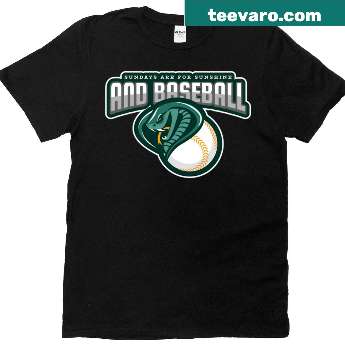 T-shirt with the phrase 'Sundays Are For Sunshine And Baseball' — on a men's t-shirt
