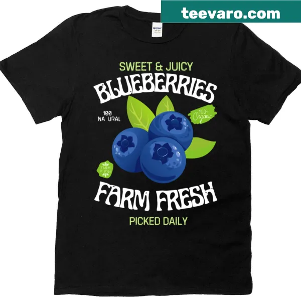 Vintage distressed T-shirt with a design of fresh blueberries