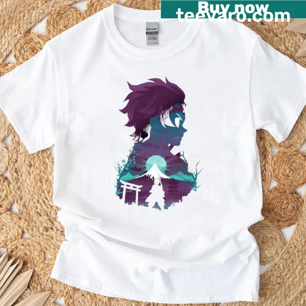 Illustrated T-shirt featuring Tanjiro from Kimetsu No Yaiba