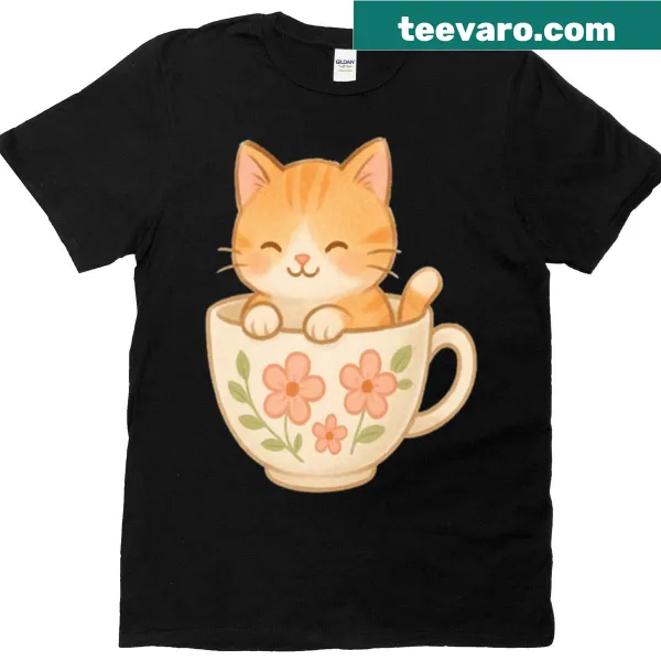 Cute illustration of a teacup kitten