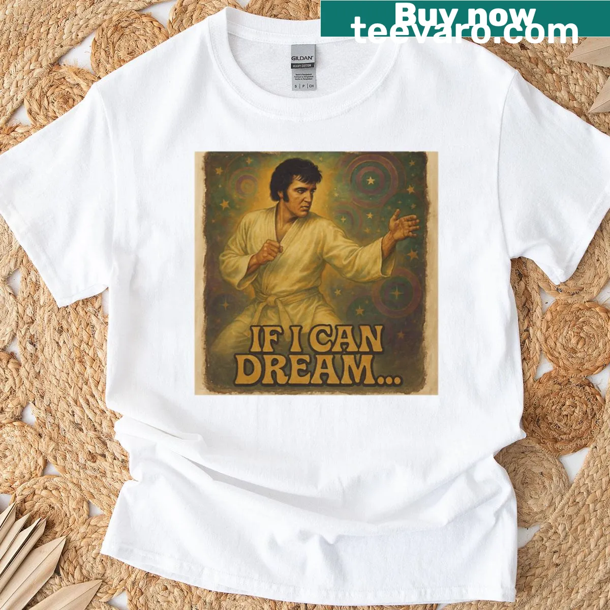 Inspirational typography design on T-shirt celebrating music and martial arts. — on a men's t-shirt