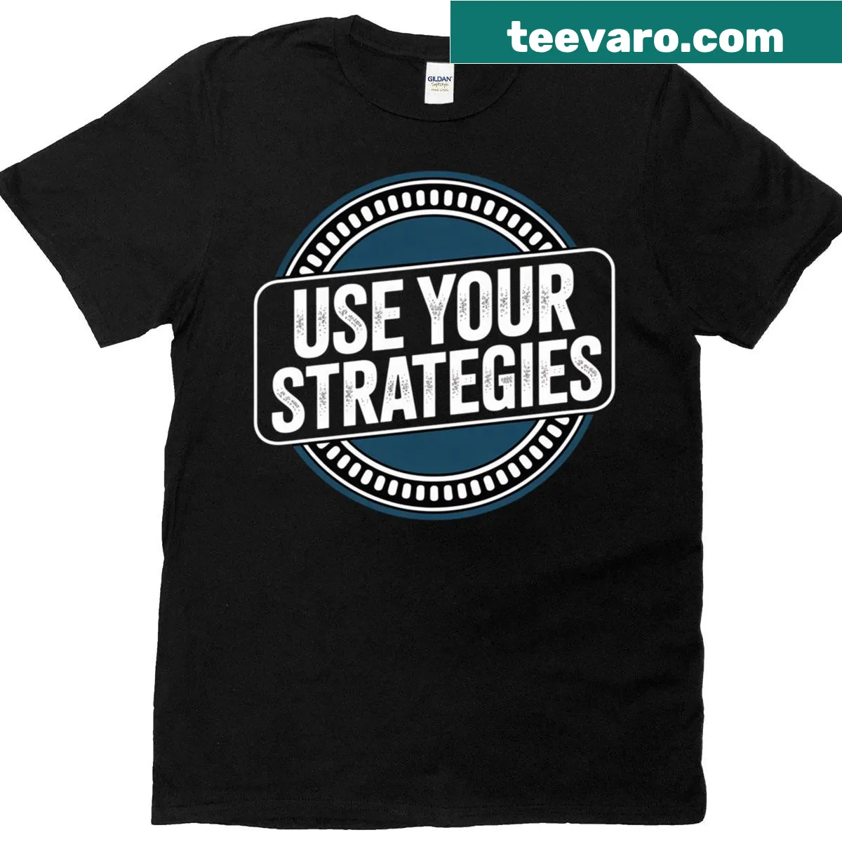 Motivational teacher T-shirt with 'Use Your Strategies' phrase — on a men's t-shirt