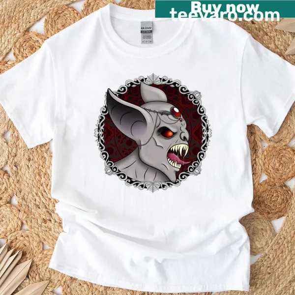 Illustration of a regal vampire lord on a fantasy-themed T-shirt.
