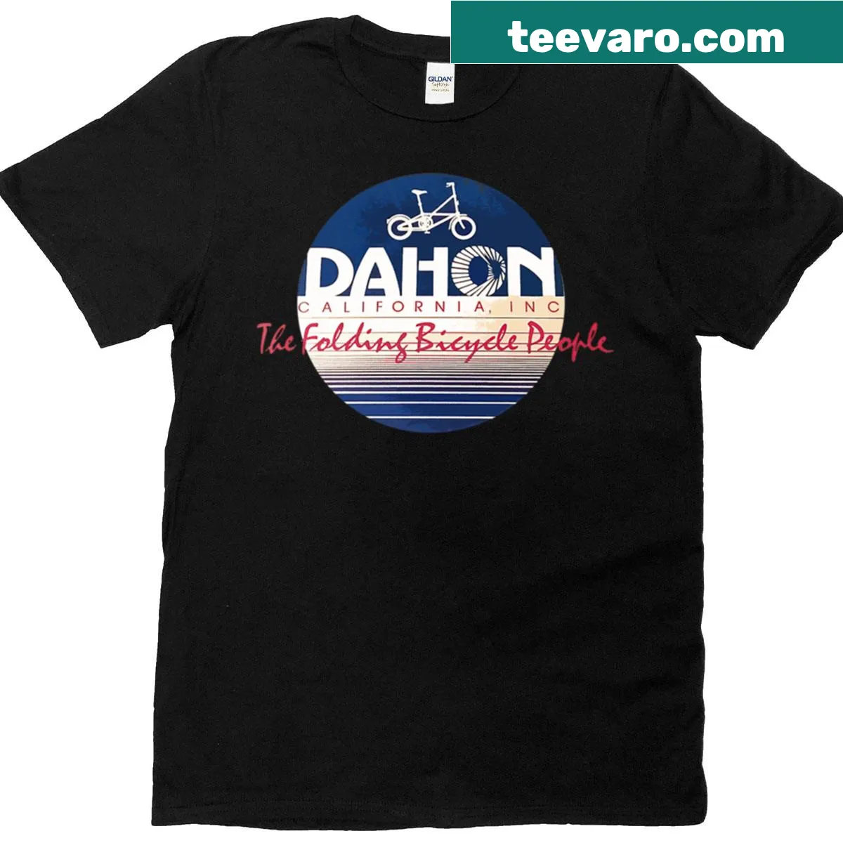 Vintage-style folding bike graphic on T-shirt — on a men's t-shirt