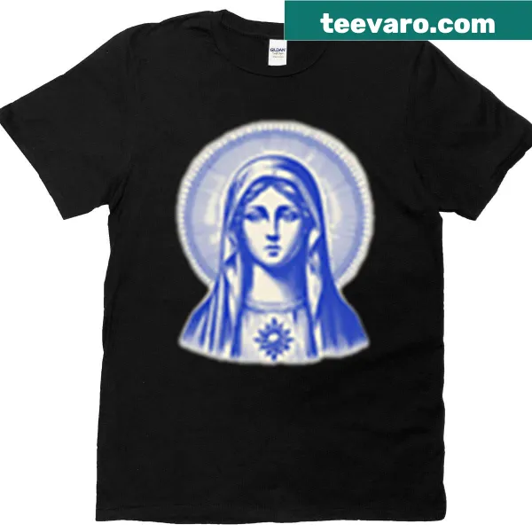 Elegant typography design of Virgin Mary on T-shirt